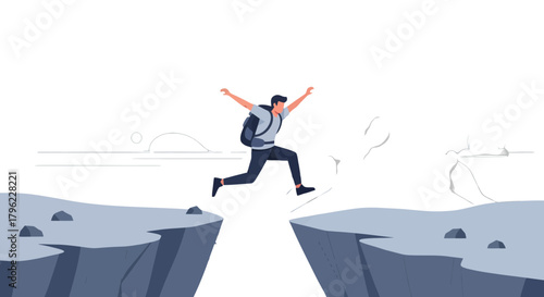 Athlete Leaping Across Mountains Representing Bravery, Achievement, and Determination