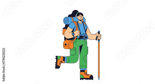 Adventurous Traveler Hiking Through Nature Capturing Memories While Exploring Outdoors