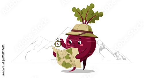 Beetroot Explorer, Navigating Mountains With Compass and Map Towards Adventure