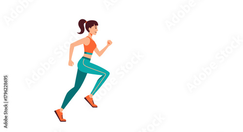Animated Athlete in Motion Depicted in an Active Run on Black Background