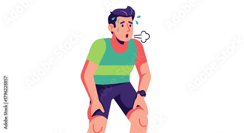 Animated Depiction Of A Tired Athlete Taking A Break After Intense Exercise