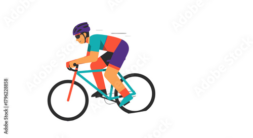 Animated Cyclist Enthusiastically Riding a Bicycle Towards Unknown Destinations