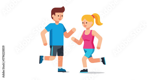 Animated Couple Jogging: Fitness, Recreation, and The Health-Conscious Lifestyle