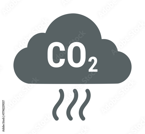 CO2 cloud icon vector, flat style, carbon dioxide emission symbol, isolated on white — stock vector