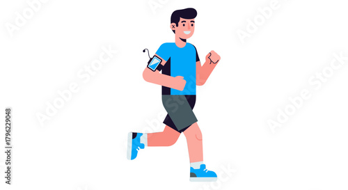 Animated Male Runner Exercising During A Fitness Session On Black Background