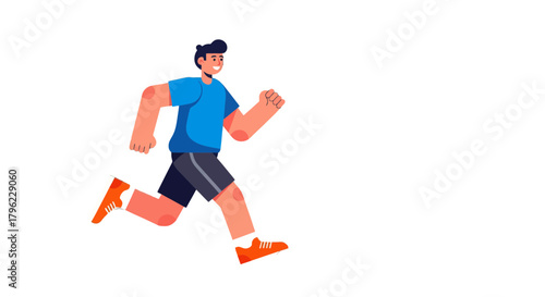 Animated Male Runner Exercising Isolated on Black Background for Health