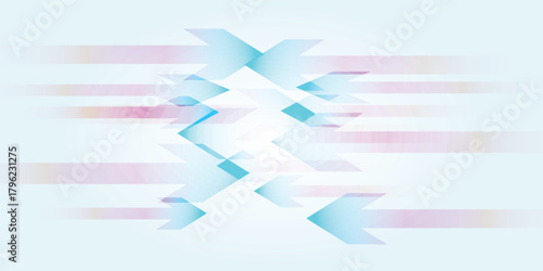 Abstract background with a central column of turquoise arrows and blurred motion lines.