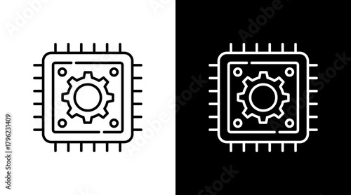 Cpu  White Icon Set Design