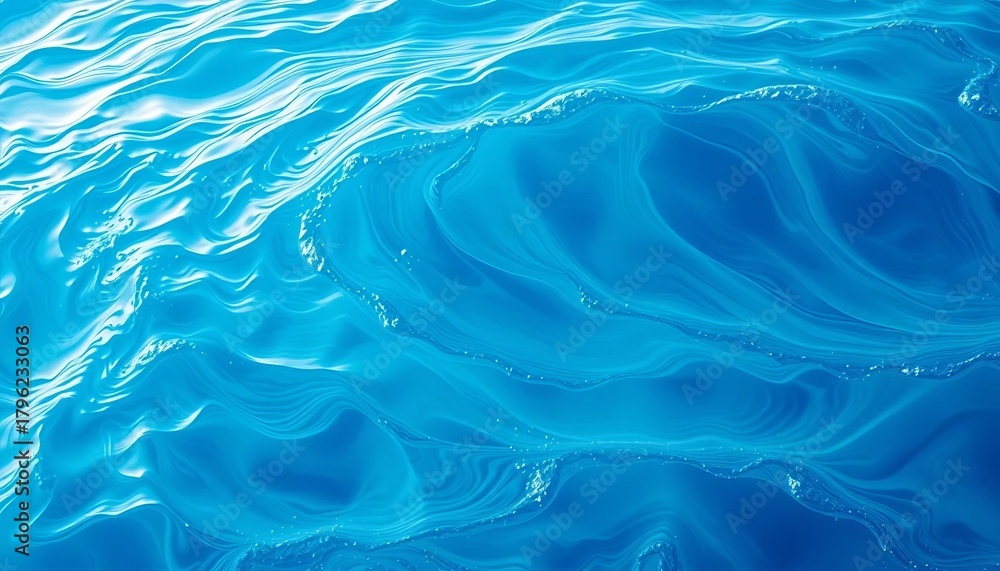 Fototapeta premium Abstract swirling blue waves, calming ocean texture, serenity, smooth