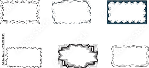 Set of different doodle frames isolated on transparent background decorative illustration