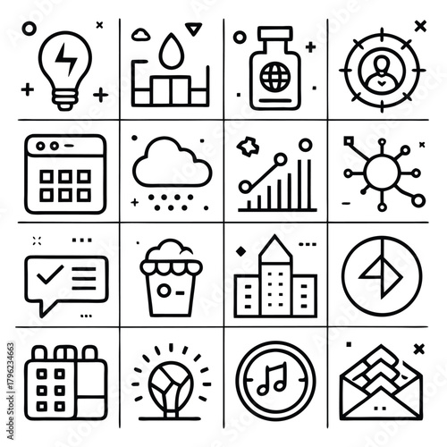 Outline Icons for Business and Technology Concepts
