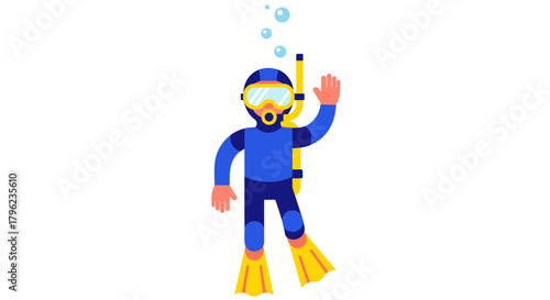 Cartoon Diver Symbolizing Exploration and Discovery Depicted Against a Black Background