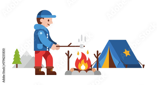 Camping Adventure: Roasting Marshmallows and Enjoying Nature's Embrace at Dusk