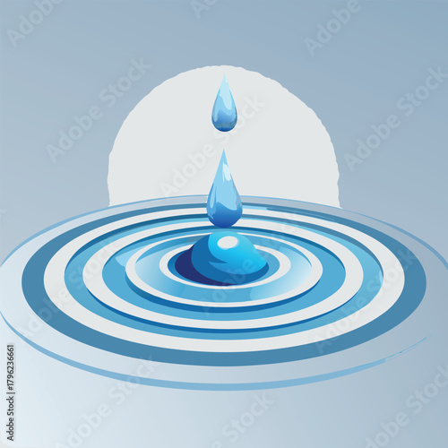 Two water drops creating ripples on a surface splash