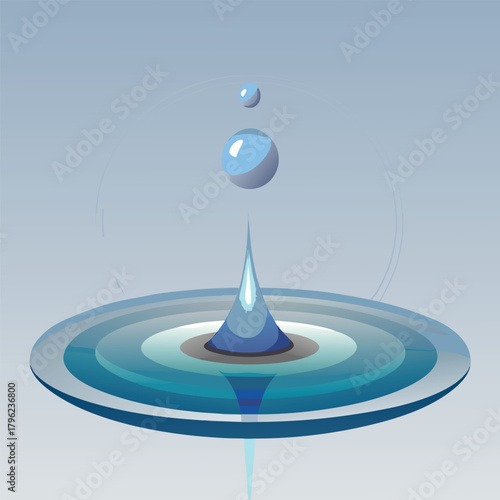 Water drop creating ripples on a circular surface splash
