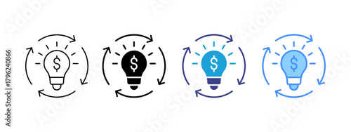 Energy Costs icon set multiple style collection