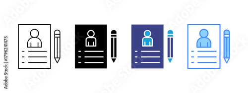 Biography icon set multiple style collection