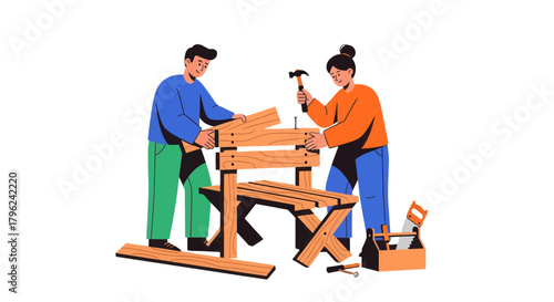 Collaborative Carpentry Project: Building a Wooden Bench with Teamwork and Precision