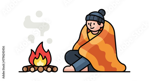 Cozy Evening Scene: Warmth and Comfort Beside a Campfire Under the Night Sky