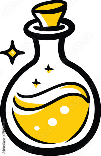 Magical potion bottle with swirling liquid and glowing effect