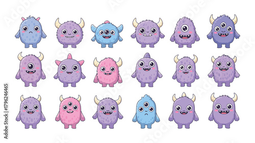 Adorable Collection of Playful Cartoon Monster Characters for Creative Designs