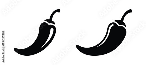 Bold black silhouette of a piquant chili pepper, perfect for culinary and spice-themed graphic designs
