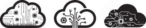 Cloud computing circuit board vector concept of technology data storage and networking