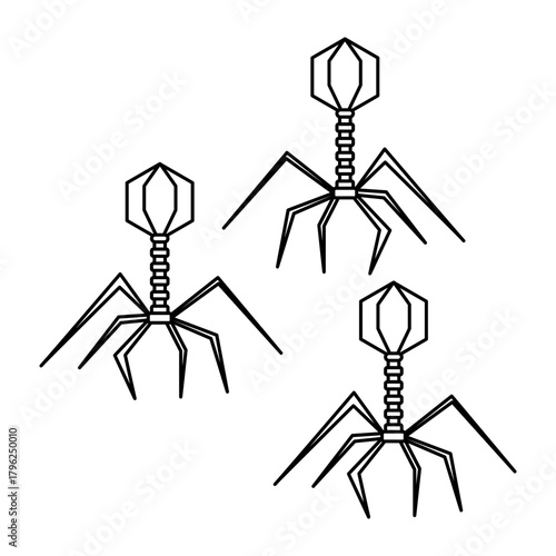 bacteriophage virus. Three dimensional render of bacteriophage viruses
