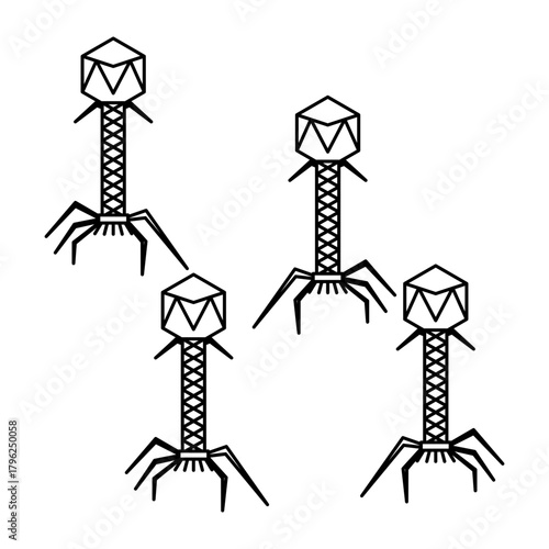 bacteriophage virus. Three dimensional render of bacteriophage viruses
