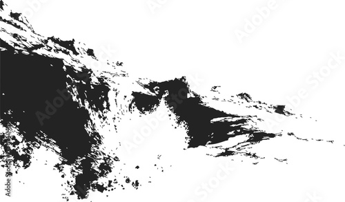 Black ink splatter sketch, hand drawn abstract paint splash with dynamic brush strokes — stock vector