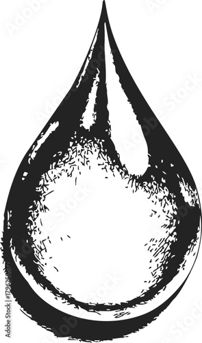 Water drop sketch hand drawn style with textured shading — stock vector