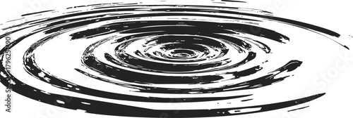 Black swirl sketch hand drawn abstract concentric rings with rough textured lines — stock vector