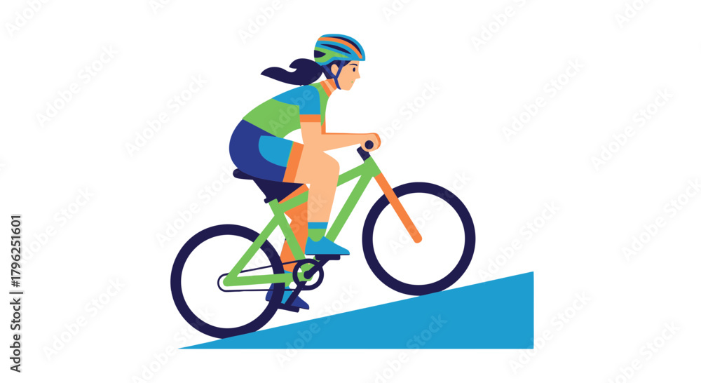 Fototapeta premium Cyclist Ascends Steep Slope Depicting Endurance, Strength, And Recreational Activity