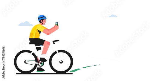 Cyclist Captures Moment: A Vibrant Bicycle Ride and Smartphone Photography Session