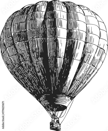 Hot air balloon sketch hand drawn detailed vintage style — stock vector