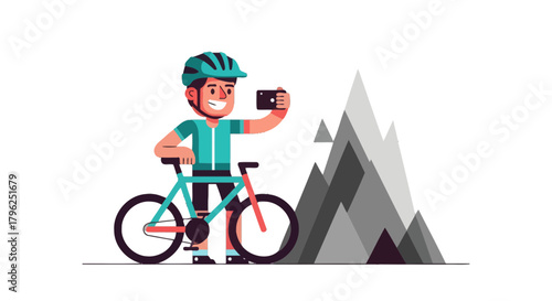 Cyclist Capturing Scenic Mountain View While Enjoying Outdoor Adventure On Bike Ride