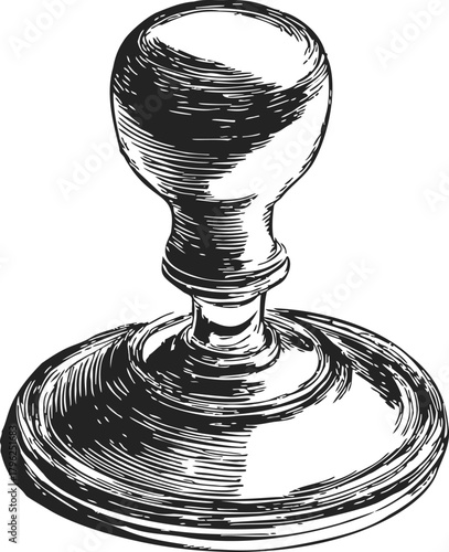 Rubber stamp sketch hand drawn style with detailed wood texture — stock vector