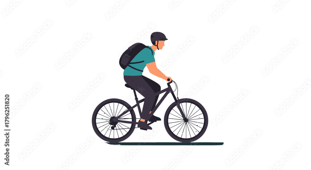 Obraz premium Cyclist Cycling Alone Against Solitude, Illustrating Outdoor Recreation and Transport