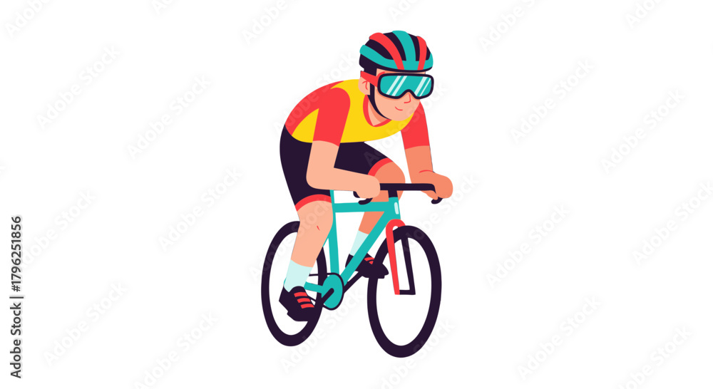 Fototapeta premium Cyclist Cycling on a Bike Vector Illustration Against a Black Backdrop