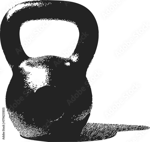Kettlebell, hand drawn sketch, cast iron weight with handle — stock vector