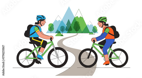 Cyclists Adventure Together: Exploring Mountain Cycling Trails with Joy and Camaraderie
