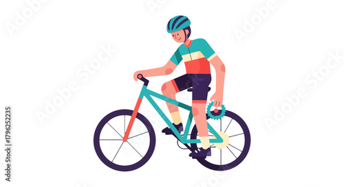 Cyclist In Action: Illustrated Silhouette Of A Person Riding A Bicycle On Black Background