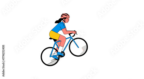Cyclist Joyfully Cycling With Bold Colors And Minimalist Design Against Black Background
