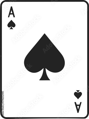 Ace of spades playing card sketch, hand drawn minimalist black spade symbol — stock vector