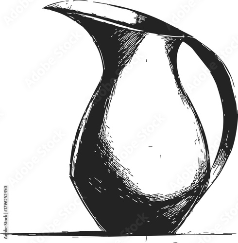 Pitcher sketch hand drawn style with bold lines and shading — stock vector