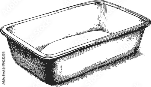 Rectangular container sketch, hand drawn plastic food storage box isolated — stock vector