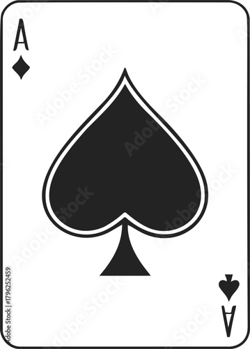 Ace of spades card sketch, hand drawn playing card with bold spade symbol — stock vector