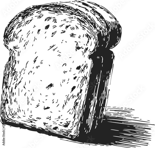 Slice of bread sketch hand drawn style with textured shading — stock vector