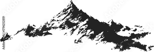 Mountain silhouette sketch, hand drawn rugged peaks and ridges landscape — stock vector