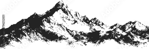 Mountain silhouette sketch, hand drawn rugged peaks and dramatic rocky landscape — stock vector